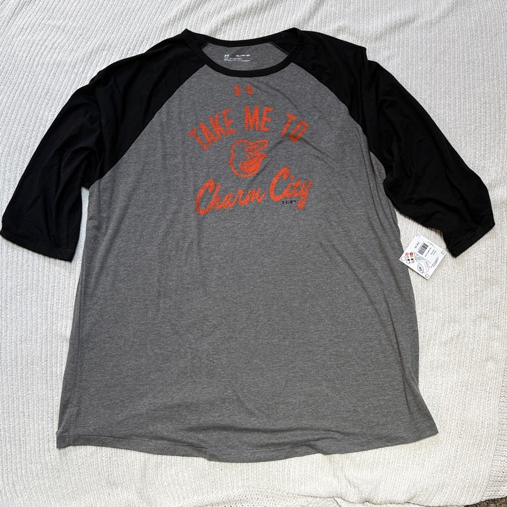 Under Armour Black and Gray Athletic Top Baltimore Orioles 4 XL